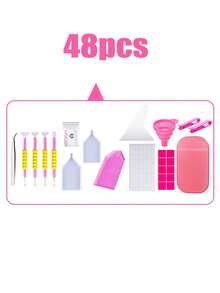 Pink Style Diamond Painting Storage Container, 60/120 Slot Diamond Painting Shockproof Jar, 48 Pieces Embroidery Accessories, 5D Diamond Art Tools, Suitable For Handmade Cross Stitch Embroidery Rhinestone Storage Box - A - View 11