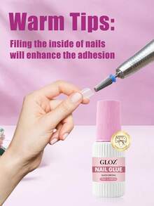 GLOZ 強力刷式指甲膠，適用於壓克力指甲、指甲貼片與穿戴式指甲 (10ml)，修復斷裂指甲，壓克力指甲膠，指甲黏合劑，指甲膠 - 1PC 10ML 粉紅色蓋子 - 查看 5
