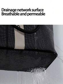 Mesh Shower Organizer Bag Foldable Bathroom Storage Basket For Toiletries Shampoo Makeup Portable Shower Caddy Waterproof Toiletries Organizer For Home Shopping Outdoor Activities Pool Storage Handbag Bathroom Essentials Gym Essentials - Black - View 6
