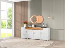 Sideboard White 208x39.5x80cm - With 4 Doors And 2 Drawers In Wood For Dining Room And Living Room - 白色 - 查看 9