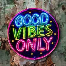 2D Flat "Good Mood Only" Sign, Vintage Style Wall Decor, Easy To Hang, Durable And Waterproof, Suitable For Home, Kitchen, Bedroom, Restaurant, Bar, Room Decoration - - Multicolor - View 2