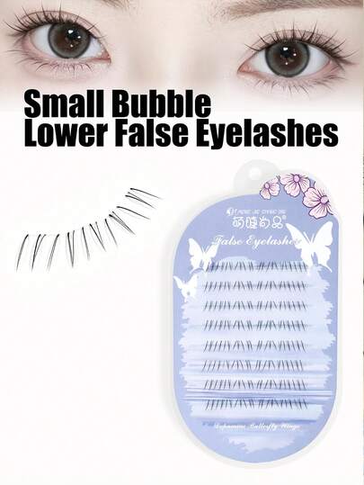 MENGJIESHANGPIN Bulu Mata Bawah Mengjie Shangpin 64-Cluster Small Bubble | Satu Gugus Tersegmentasi, Hidup & Alami, Memperbesar Mata, Penting Untuk Fotografi, Riasan Gaya Korea yang Jelas