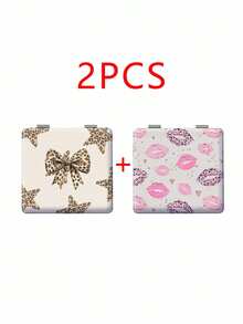 Millennium Y2K Series Foldable Lightweight Ultra-Thin Portable PU Leather Small Mirror, Suitable For All People And Multiple Occasions, Classic INS Style With Unique Leopard Print, Star, Lip Print, And Bow Design, Exquisite And Delicate, Convenient To Hold, 180° Flip Cover, Multi-Functional, Daily, Holiday, Birthday, Valentine's Day, Mother's Day, Partner Gift, Easy To Place And Store, Suitable For Various Occasions - Multicolor - View 33