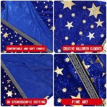 Adult Unisex Magic Magician Costume With Blue Robe Cloak Hat Star Moon Magician Wizard Cosplay Costume Role - Multicolor - View 9