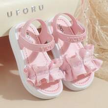 Lugualt Girls' Fashion Ruffle & Rhinestone Decor Platform Sandals - Pink - View 7