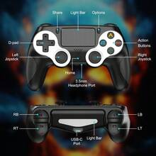Wireless Controller For P4/Pro/Slim/PC, 600mAh Battery 2H Charge For 7-9H Playtime, Adaptive Triggers, Touchpad, Anti-Slip Grip, USB Charging, ABS, Black, Great Gift For Gaming Squad & Birthday Boy - View 6