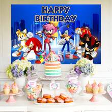 Sonic Authorized 1PC Healing Adventure Theme Birthday Party Decoration Backdrop (82.7x59.1/59.1x39.4/39.4x29.5 Inch), Suitable For Boys And Girls Birthday Party Background, Children Newborn Cake Table Party Wall Decoration Banner, Outdoor Indoor Photography Photo Backdrop Props - Multicolor - View 2