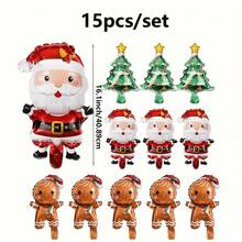 15pcs 16.1 Inch Mini Christmas Old Man Christmas Tree Shaped Aluminum Foil Balloons, Suitable For Christmas Decoration Balloons - View 8