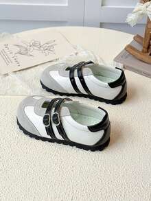 1 Pair Kids Colorblock Shallow-Cut Casual Shoes, Double Strap Soft Sole Non-Slip Flat Sneakers For Boys And Girls Baby Daily Outdoor Wear - Beige - View 4