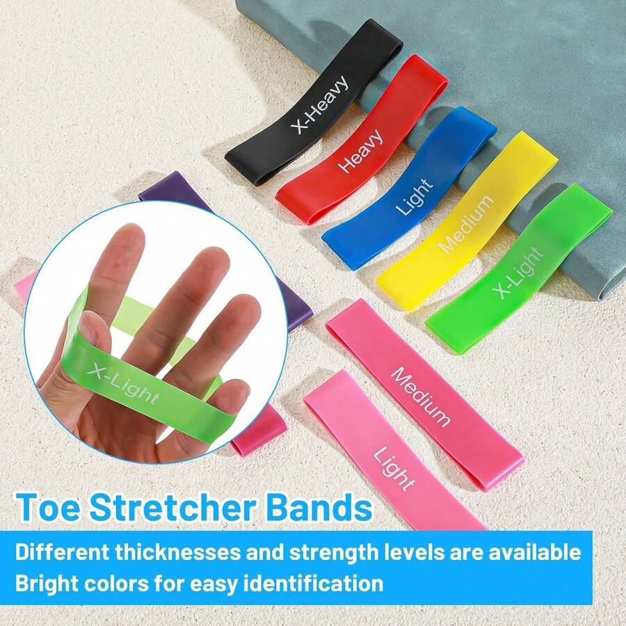 5pcs/Set Multi-Color/Gradient Pink/Gradient Purple/Gradient Blue Elastic Toe Stretch Bands, Big Toe Separator Finger Resistance Stretch Bands, Unisex Toe Yoga Stretch Bands, Finger Exercise Bands - Multicolor - View 1