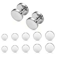 1 set (10 piezas) Pendientes de botón para mujeres de acero inoxidable, pendientes de botón para hombres, hipoalergénicos, pendientes de cartílago redondos de hélice, set de pendientes de botón para múltiples perforaciones - Multicolor - Ver 5
