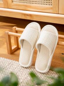 Women's Woven Linen Slide House Slippers, Breathable Flat Non‑Slip Indoor Home Slippers For All Seasons(A Size Too Small) - White - View 2