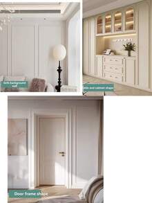 White Flexible Peel And Stick Wall Decor - Self-Adhesive Waterproof PVC Molded, Suitable For Doors, Tiles, Cabinets, Mirrors And DIY Home Decor Projects, Cabinet Details | Decorative Edging | Self-Adhesive Strips - A - View 4