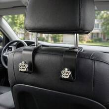 2pcs Creative Shiny Colorful Rhinestone Crown Car Hooks, Fashionable Premium Multi-Functional Decorative Car Storage Hooks - A - View 7