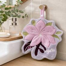 1 Stück süßes blumenförmiges hängendes Handtuch, fusselfreies weiches Korallenfleece-Handtuch, wiederverwendbares saugfähiges Wischtuch, geeignet für Küche, Badezimmer, Heimdekoration - Blumen-Handtuch - Übersicht 6