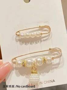 6入組時尚假珍珠和鑽石裝飾胸針,適合女性日常穿著 - 彩色 - 查看 21