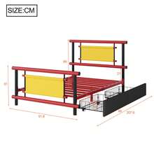 Kids Bed Frame 90x200 With Drawers - Colorful Metal Frame - 紅色 - 查看 3