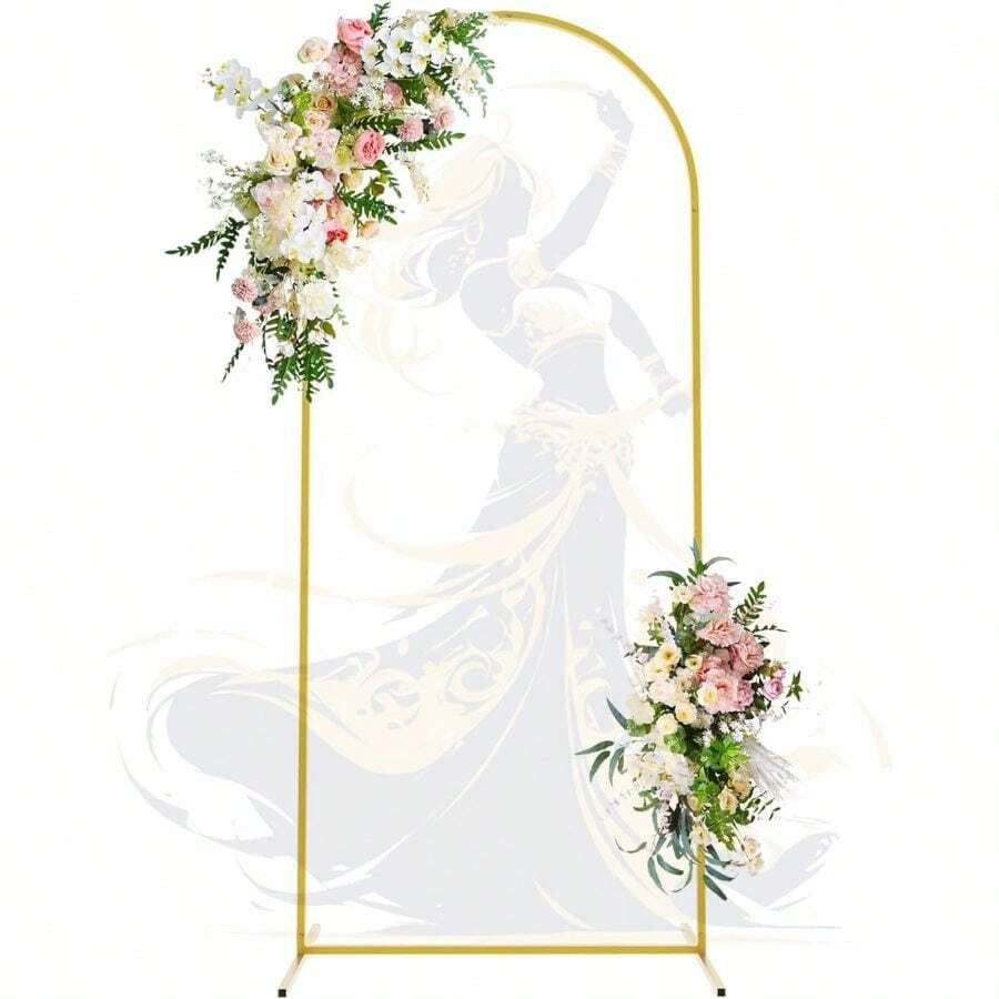 Soporte de Arco para Globos Dorado, Disponible en 3 Tamaños (2.2/2/1.8 m) | Mamparas para Decoracion de Fiestas | Estructura para Decoración en Bodas | Cumpleaños y Eventos | Diseño Elegante - Dorado + 180x80cm 1 Pieza - Ver 1