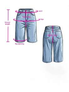 Plus Size Bermuda Shorts With Light Wash, Straight Leg Design With Pockets And Zipper, Creating A Fresh And Stylish Look Casual Summer - Light Wash - View 9