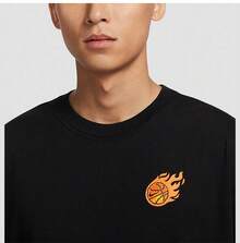 Nike New Season Men's Versatile Lightweight Printed Basketball Casual Sports Short Sleeve T-Shirt FZ8082-010 - Black - View 3