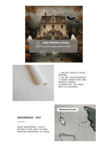 1 pieza Impresión en lienzo de arte de pared de casa embrujada de Halloween sin marco, póster de paisaje primitivo de otoño con calabaza, decoración rústica de granja de otoño para apartamento, sala de estar, dormitorio, dormitorio universitario, regreso a la escuela, pósteres divertidos, decoración vintage, regalo único - Casa embrujada - Ver 9