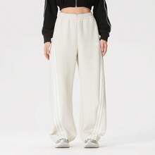 Adidas Three-Stripe Dancing Series Banana Pants Twisted Knit Glitter Long Pants For Women - Off White - View 2