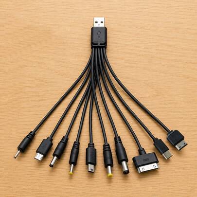 10-In-1 Universal Multi-USB Charging Cable, Multi-Plug Connector Adapter With Type C, Micro USB, Mini USB And DC Interfaces (5.5/4.0/3.5/2.5/2.0), Suitable For Phones, Tablets And Home Electronic Products