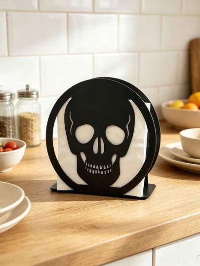 1pc Halloween Skull Napkin Holder – Perfect For Halloween Parties, Trick-Or-Treating Events, Day Of The Dead, Horror-Themed Parties, Halloween Candy Parties, Cosplay, Masquerades, Themed Parties, Retro Parties, And Haunted House Decorations.