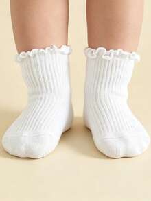 6 Pairs 0-6 Years Old Baby Anti-Slip Socks, Pink Ruffle Edge Baby Socks, Home Floor Socks, Walking Socks, Breathable And Soft, Suitable For All Seasons - Multicolor - View 4