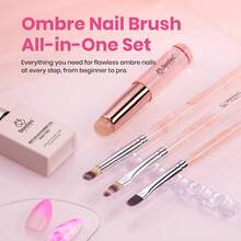 Beetles Blooming Gel And Nail Art Brushes Set - Ombre Nail Brush Gradient Stipple Clean Up Fingernail Art Pens And Silicone Dotting Tool For Gel Polish Marble Blush Chrome DIY Manicure Designs - 美甲畫筆套裝 - 查看 6