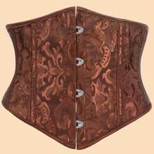 1pc Short Jacquard Waist Cincher, Women's Corset Waist Belt, Suitable For Party Outfit - Coffee Brown - View 7