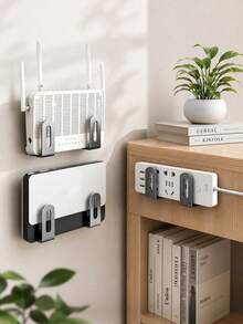 4pcs No-Drill Wall-Mounted Storage Racks - Versatile Use For Router, Modem, Set-Top Box, Cable Management, Shoe Storage, Kitchen Organization; Multi-Functional Space-Saving Design With Adhesive Backing; Practical Storage Solution, Ideal Gift For Women And Home Essential, Also Suitable As Display Shelf For Halloween And Christmas Decor - Multicolor - View 6