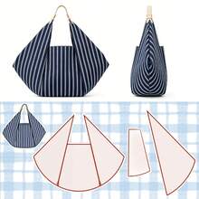 Japanese Style Striped Triangle Handbag Cutting Pattern, Kraft Paper Cutting Template, Includes Detailed Step-By-Step Sewing Instructions, DIY Large Capacity Commuter Bag Hand-Drawn Pattern, Practical Gift For Craft Enthusiasts - Multicolor - View 1