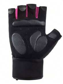1 Pair Fitness Non-Slip Weightlifting Half-Finger Long Wrist Support Gloves - Pink - View 3