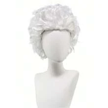 1pc White Fluffy Voluminous Short Curly Wig, Heat Resistant Fiber High Wizard Costume Hair, Medieval Castle Party & Stage Show, Easy To Wear, Create Cold Dignified Mysterious White Wizard Look - View 9