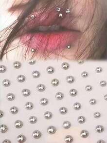 [1 Set Joyería de Piercing Falso Impermeable]180 piezas de Joyería de Piercing Falso Impermeable, Incluyendo Anillos de Labio Autoadhesivos, Anillos de Ceja, Anillos de Nariz y Joyería de Ombligo. Juego de Pegatinas de Strass Coloridas para la Cara para la Vuelta a la Escuela, Bolsa de Maquillaje Portátil para Almacenamiento. - Multicolor - Ver 2