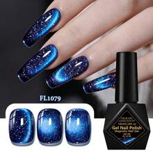 FOUR LILY10ml Blue Reflective Glitter Magnetic Gel Soak Off UV/LED Cat Eye Nail Art Varnish For Manicure - Multicolor - View 3