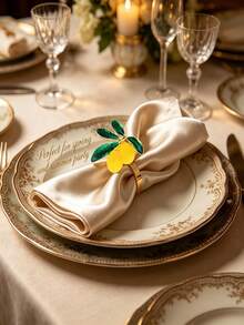 2/4/6/12pcs Lemon Shaped Napkin Rings, Decorative Napkin Rings, Wedding Decoration, Ceremony, Table Decor, Wedding, Dinner, Party Decoration Napkin Rings - Multicolor - View 7