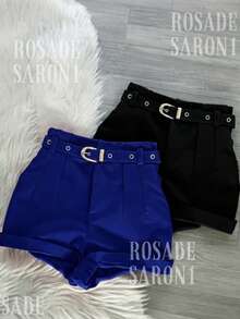 Set Of 2 Tailored Shorts + YOS Belt, Blogger Fashion, 2027 - 寶藍色 - 查看 1