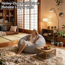 Comfortable Flocked Inflatable Bean Bag Sofa, Waterproof Leak-Proof Inflatable Lounge Chair, Lightweight Foldable Portable Inflatable Seat, Multiple Colors Available, Suitable For Home Relaxation, Outdoor Camping, Beach Party, Balcony Leisure And Office Nap - Multicolor - View 18