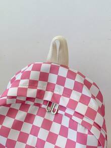 1組時尚棋盤格印花背包組合，大容量尼龍通勤日常使用包，搭配便攜便當袋與文具收納袋，多層收納休閒背包，輕量旅行背包，適合學生、社會新鮮人、年輕人，適用於開學季、日常通勤、購物、短途旅行與戶外休閒旅遊 - 多色 - 查看 11