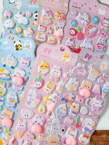 Creative 3D Embossed Stickers Cute Cartoon Rabbit Panda Pattern Phone Case Computer Decoration Material 3D Stickers - Multicolor - View 2