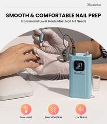 Professional Nail Drill Kit, 30000RPM Cordless Electric Nail File With LCD Display, Rechargeable 4000mAh Battery Nail Efile For Acrylic & Gel Nails, Manicure Pedicure, Salon & Home Use - 海洋藍 - 查看 6