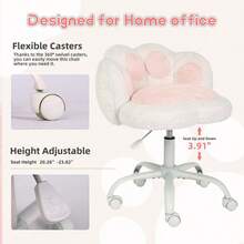 Techigher Cute Plush Office Chair With Cat Paw Design, Swivel Desk Chair For Girls & Teens, Fluffy Dressing Table Vanity Chair With Metal Base, Height Adjustable Soft Computer Task Chair - Multicolor - View 8