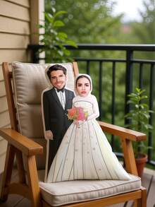 1pc Customized Photo Wedding Couple Art Photo Personalized Design Fun - Double-Sided Printed Photo, Soft And Interesting Fabric, Ideal Gift For Birthday And Holiday, Breathable, Suitable For Her, Him, Him, Boyfriend, Girlfriend, Mom, Dad, Family, Friends, Anniversary, Mother's Day, Birthday, Valentine's Day Gift Pillow Casual Fashion Design, Can Print Personal Or Favorite Actor - Multicolor - View 5