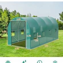 Invernadero túnel gran 15x7x7 pies para jardín - Estructura de acero galvanizado reforzado - Cubierta PE resistente - 8 ventanas con malla -  Ideal para cultivo y protección de plantas en exterior - Puerta enrollable - Ver 7
