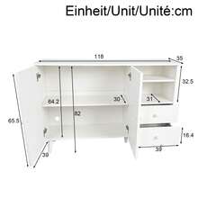 Modern Sideboard With Curved Doors, Wooden Handles, Wooden Legs - 白色 - 查看 2