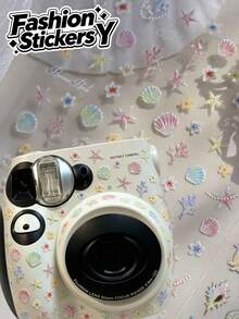 1pc Holographic Laser Ocean Shell & Starfish Stickers, Colorful Coral & Flower Self-Adhesive Decals For Instant Camera, Tumbler, Phone Case And Other Digital Product Shell Decoration Accessories - 1pc X-153 - View 1