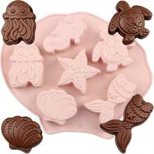 1/2 piezas Moldes de silicona para pasteles de la serie oceánica, moldes de horneado resistentes a altas temperaturas, formas de caballito de mar, tortuga marina, pez marino, concha, estrella de mar, cola de sirena, caracol y otras formas de vida marina, adecuados para hacer pasteles / jabón / gelatina / chocolate / galletas / caramelos / cubitos de hielo, horneado en casa / fiesta / decoración de boda, regalo de cumpleaños / Día de San Valentín / Navidad - Multicolor - View 12