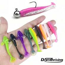 10pcs Soft Lures 7cm T-Tail Worms, 3pcs Lure Hooks 3g 5g 10g Metal Lures, Carp Fishing Lure Tackle Set - T-tail - View 2